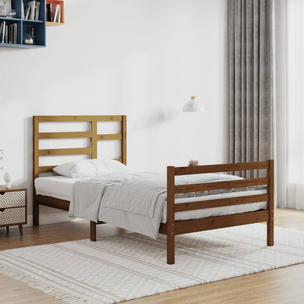Berkfield Bed Frame Honey Brown Solid Wood 90x200 cm