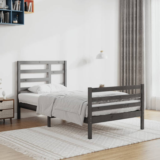 Berkfield Bed Frame Grey Solid Wood 100x200 cm