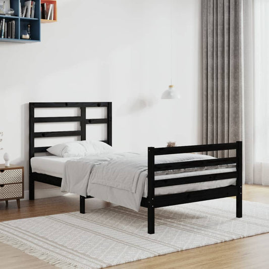 Berkfield Bed Frame Black Solid Wood 100x200 cm