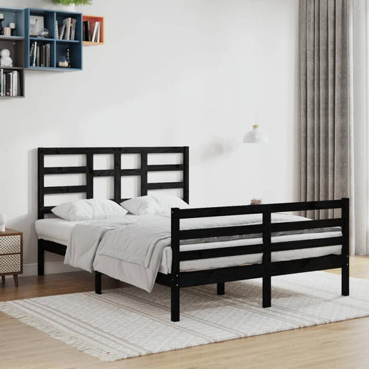 Berkfield Bed Frame Black Solid Wood 120x200 cm