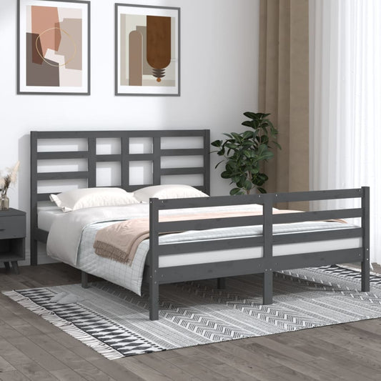 Berkfield Bed Frame Grey Solid Wood 150x200 cm King Size