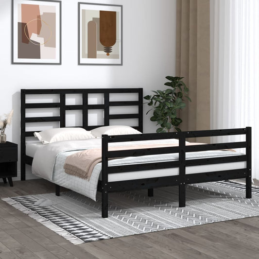 Berkfield Bed Frame Black Solid Wood 150x200 cm King Size