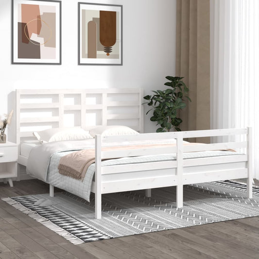 Berkfield Bed Frame White Solid Wood 160x200 cm