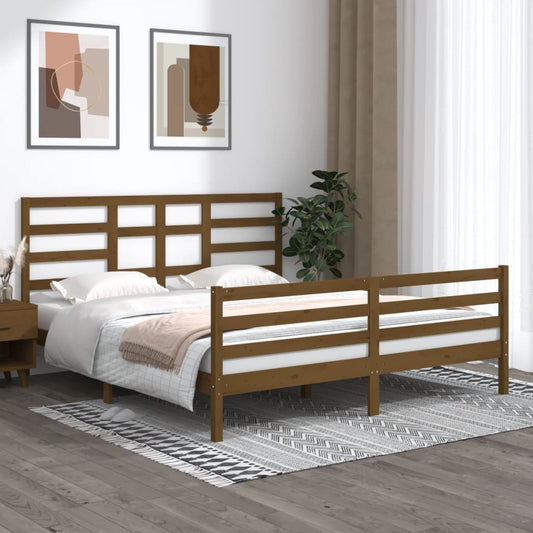 Berkfield Bed Frame Honey Brown Solid Wood 180x200 cm Super King Size