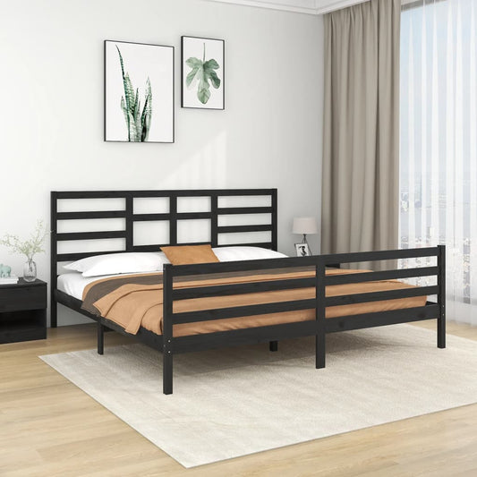 Berkfield Bed Frame Black Solid Wood 200x200 cm