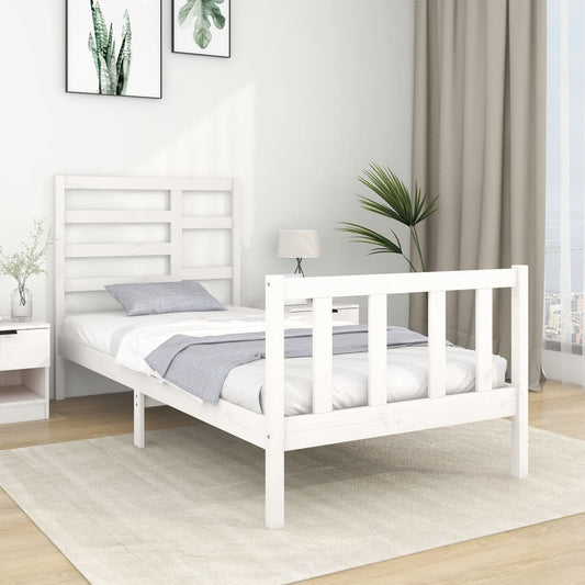 Berkfield Bed Frame White Solid Wood 75x190 cm Small Single