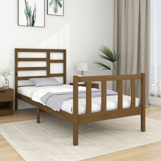 Berkfield Bed Frame Honey Brown Solid Wood 75x190 cm Small Single