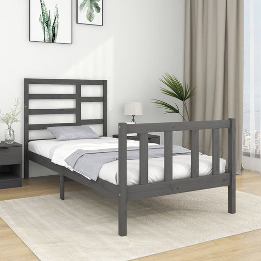 Berkfield Bed Frame Grey Solid Wood 90X190 cm Single