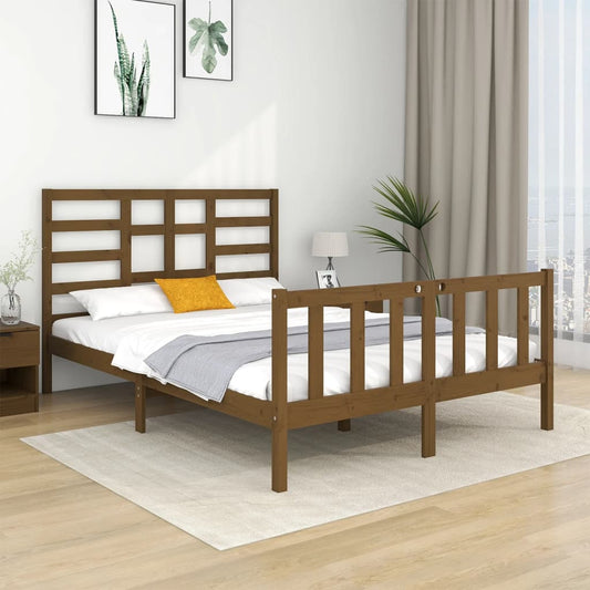 Berkfield Bed Frame Honey Brown Solid Wood 135x190 cm Double