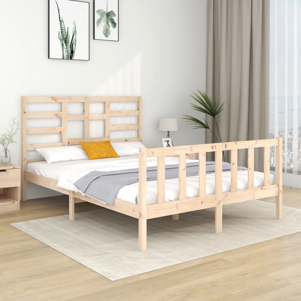 Berkfield Bed Frame Solid Wood 140x190 cm