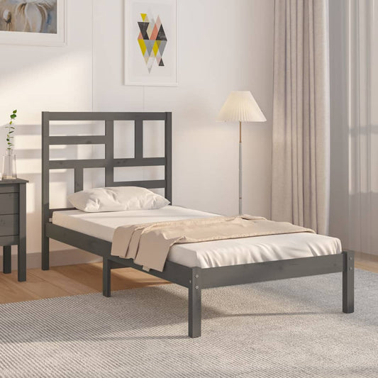 Berkfield Bed Frame Grey Solid Wood 75x190 cm Small Single