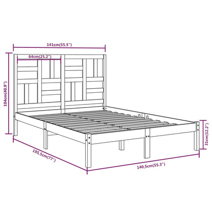 Berkfield Bed Frame Honey Brown Solid Wood 135x190 cm Double