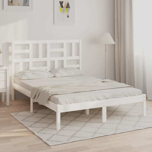 Berkfield Bed Frame White Solid Wood 140x190 cm