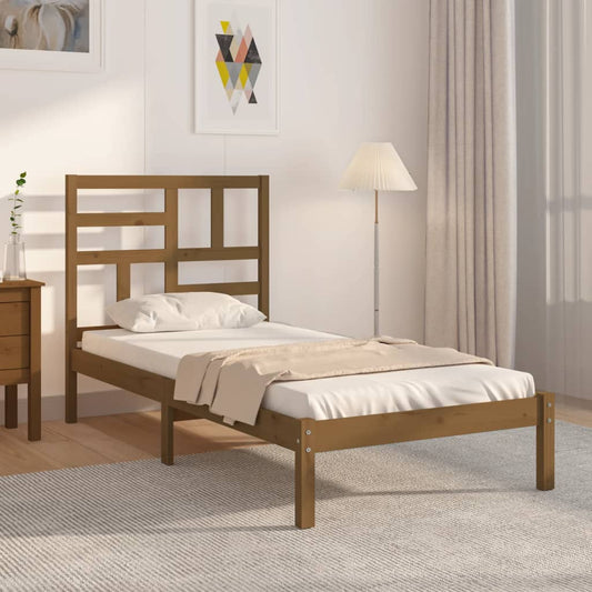 Berkfield Bed Frame Honey Brown Solid Wood 90x200 cm