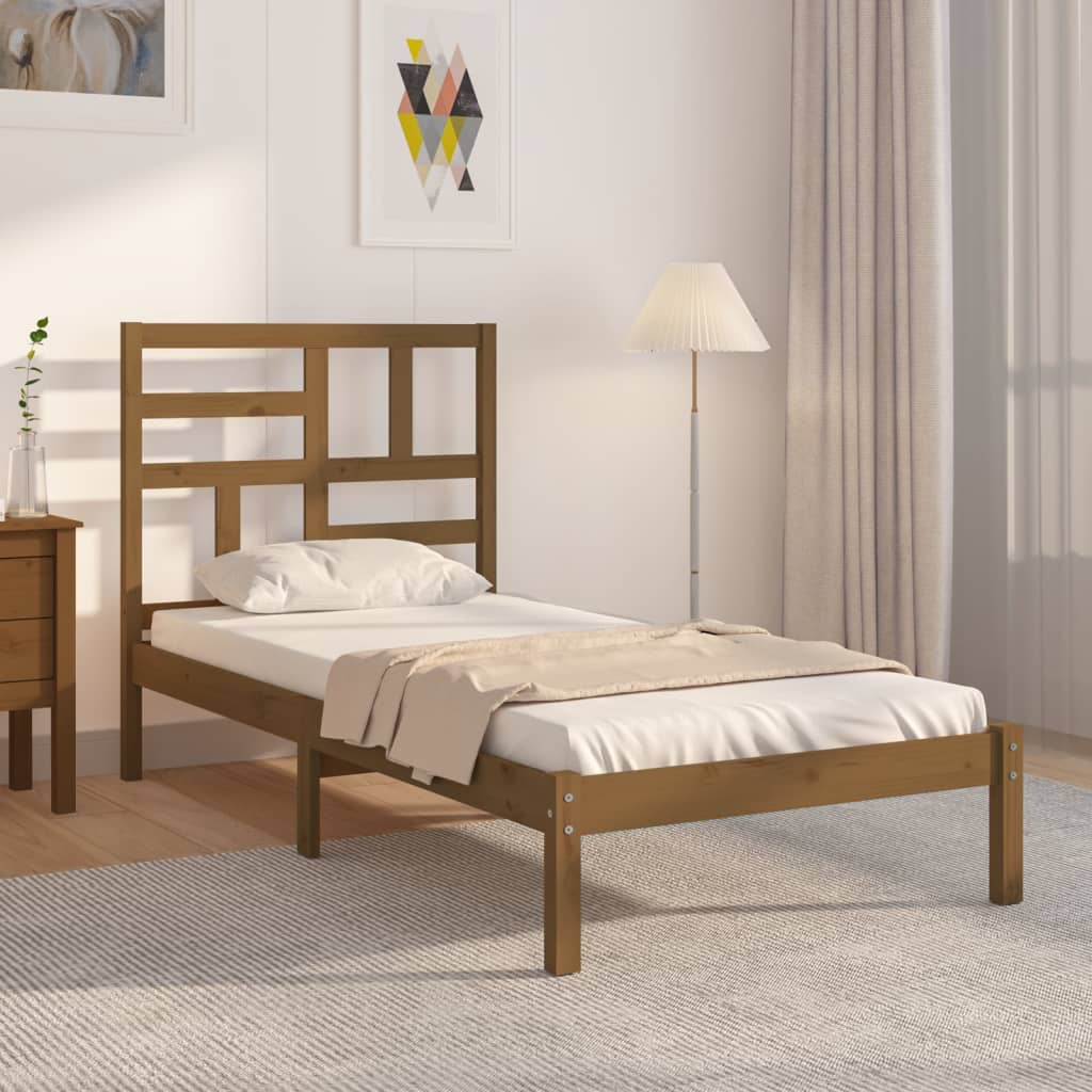 Berkfield Bed Frame Honey Brown Solid Wood 100x200 cm