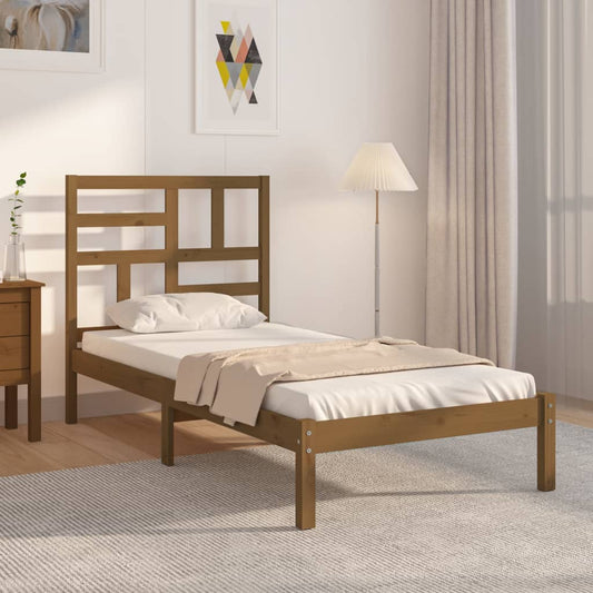 Berkfield Bed Frame Honey Brown Solid Wood 100x200 cm