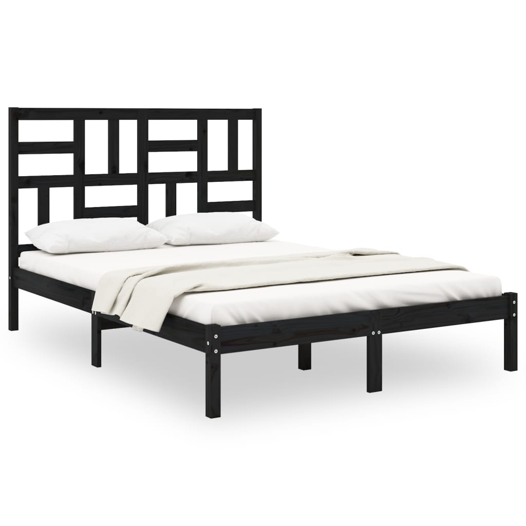 Berkfield Bed Frame Black Solid Wood 120x200 cm