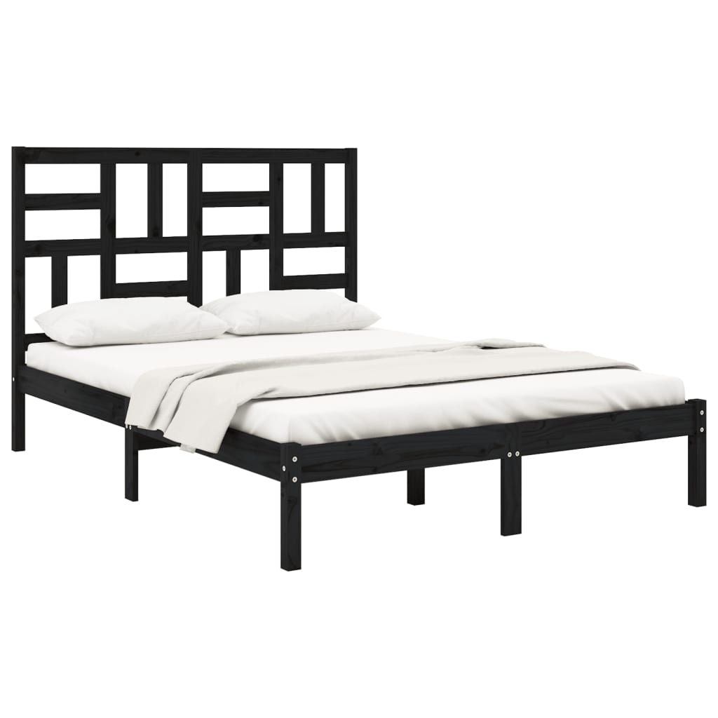 Berkfield Bed Frame Black Solid Wood 120x200 cm