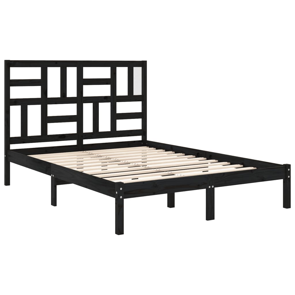Berkfield Bed Frame Black Solid Wood 120x200 cm