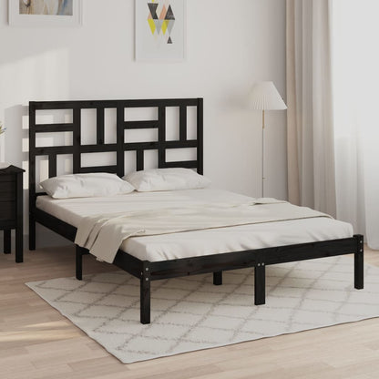 Berkfield Bed Frame Black Solid Wood 120x200 cm