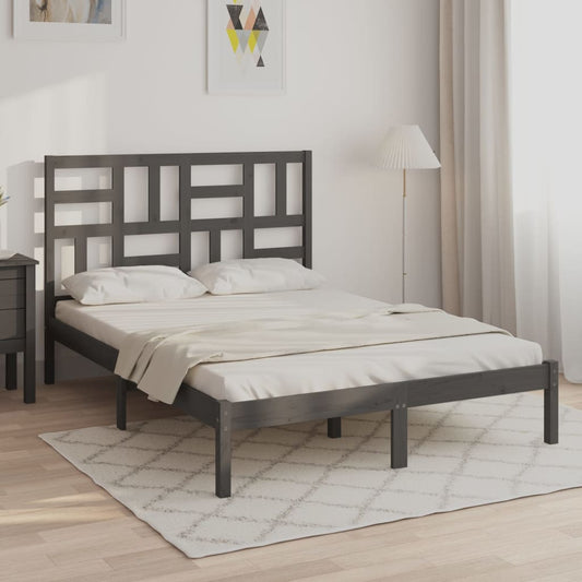 Berkfield Bed Frame Grey Solid Wood 140x200 cm