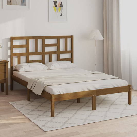 Berkfield Bed Frame Honey Brown Solid Wood 140x200 cm
