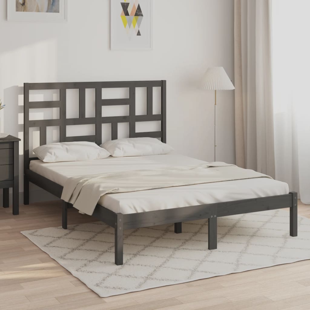 Berkfield Bed Frame Grey Solid Wood 150x200 cm King Size