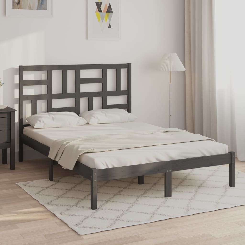 Berkfield Bed Frame Grey Solid Wood 160x200 cm
