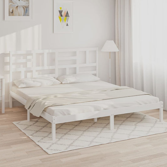 Berkfield Bed Frame White Solid Wood 180x200 cm Super King Size