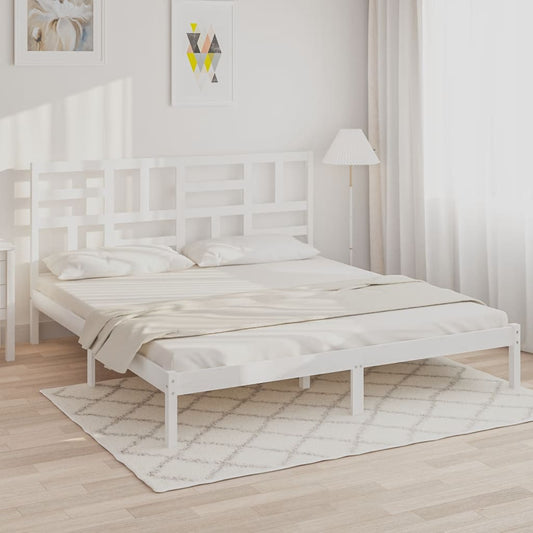 Berkfield Bed Frame White Solid Wood 200x200 cm