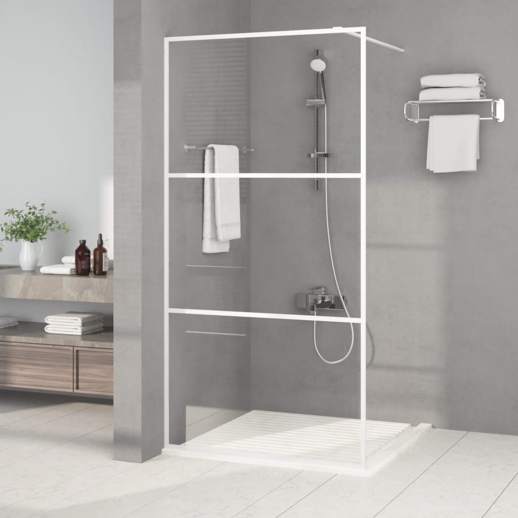 Berkfield Walk-in Shower Wall White 100x195 cm Clear ESG Glass