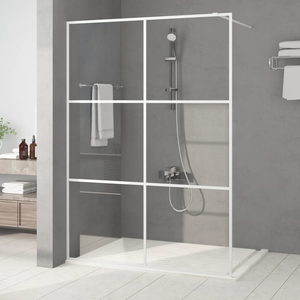 Berkfield Walk-in Shower Wall White 140x195 cm Clear ESG Glass