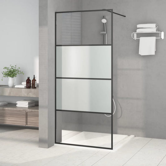 Berkfield Walk-in Shower Wall Black 90x195 cm Half Frosted ESG Glass