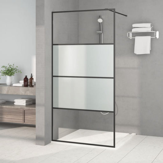 Berkfield Walk-in Shower Wall Black 100x195 cm Half Frosted ESG Glass