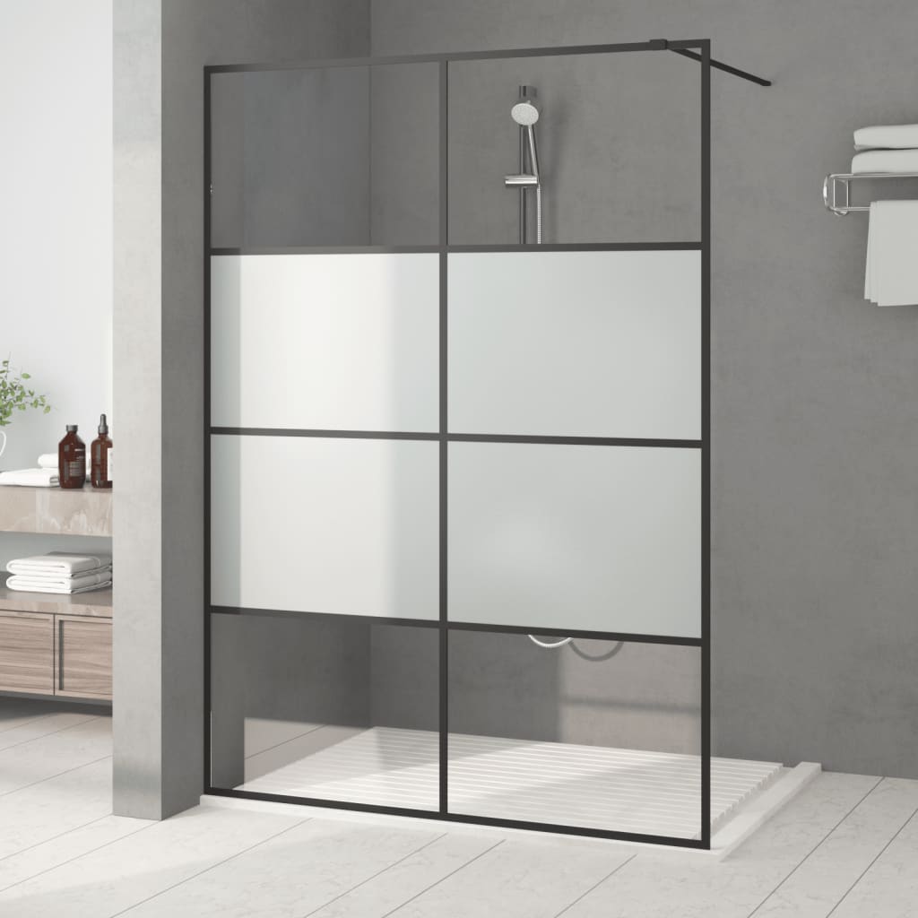 Berkfield Walk-in Shower Wall Black 140x195 cm Half Frosted ESG Glass