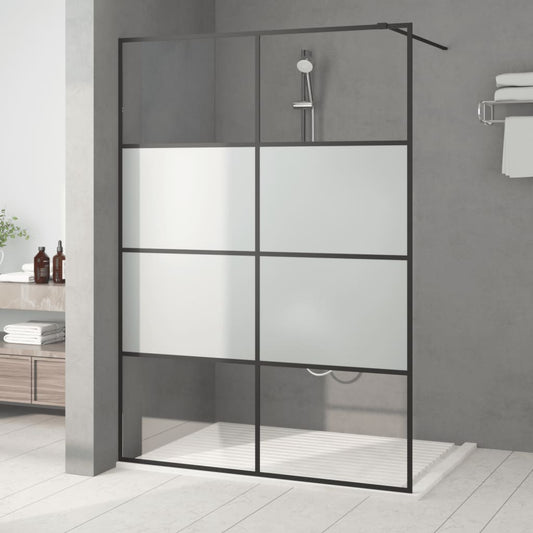 Berkfield Walk-in Shower Wall Black 140x195 cm Half Frosted ESG Glass