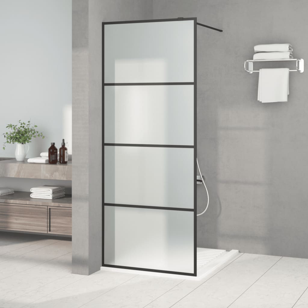 Berkfield Walk-in Shower Wall Black 80x195 cm Frosted ESG Glass