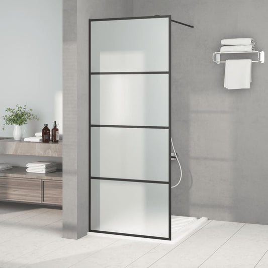 Berkfield Walk-in Shower Wall Black 80x195 cm Frosted ESG Glass