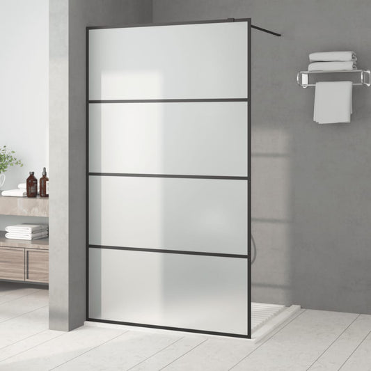 Berkfield Walk-in Shower Wall Black 115x195 cm Frosted ESG Glass