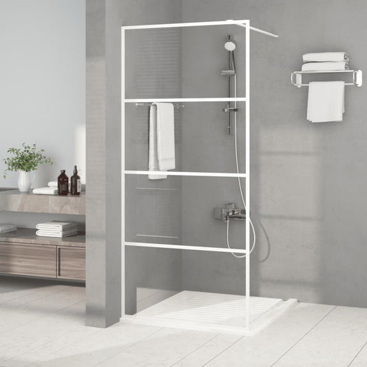 Berkfield Walk-in Shower Wall White 90x195 cm Clear ESG Glass