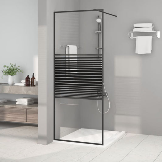 Berkfield Walk-in Shower Wall Black 80x195 cm Clear ESG Glass