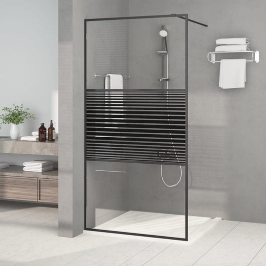 Berkfield Walk-in Shower Wall Black 100x195 cm Clear ESG Glass