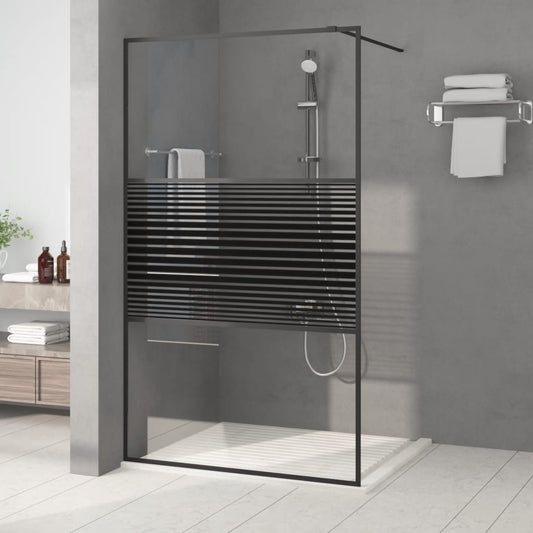 Berkfield Walk-in Shower Wall Black 115x195 cm Clear ESG Glass