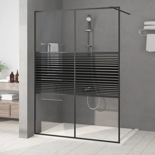 Berkfield Walk-in Shower Wall Black 140x195 cm Clear ESG Glass