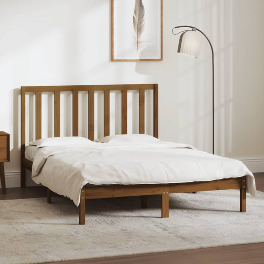 Berkfield Bed Frame Honey Brown Solid Wood Pine 135x190 cm Double