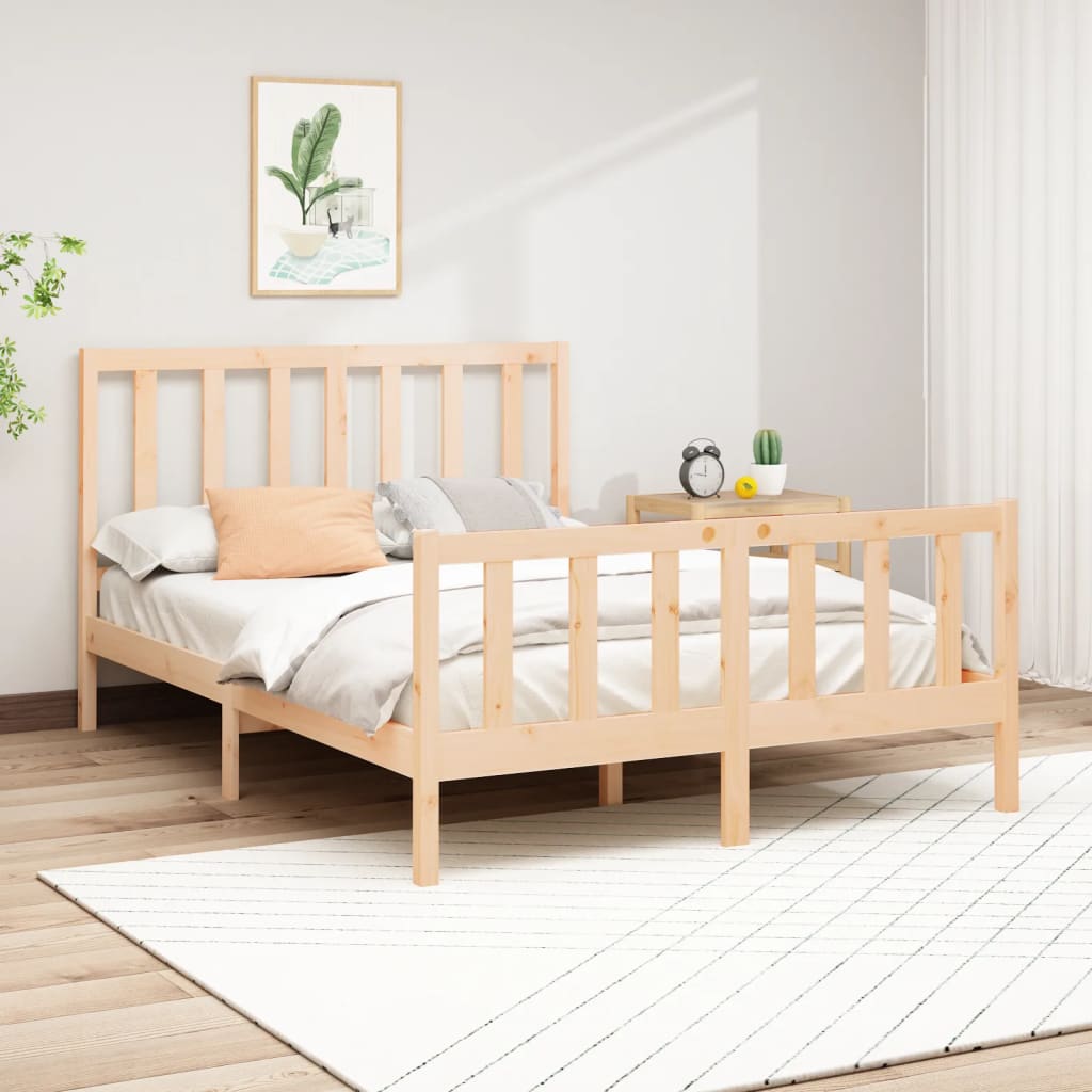 Berkfield Bed Frame Solid Wood Pine 140x190 cm