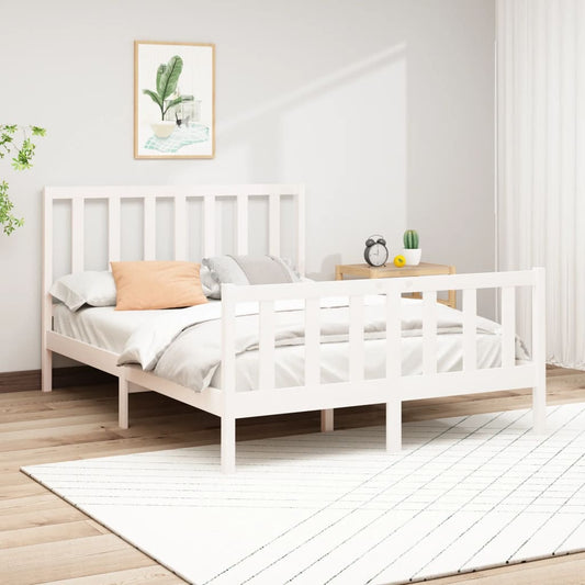 Berkfield Bed Frame White Solid Wood Pine 140x190 cm