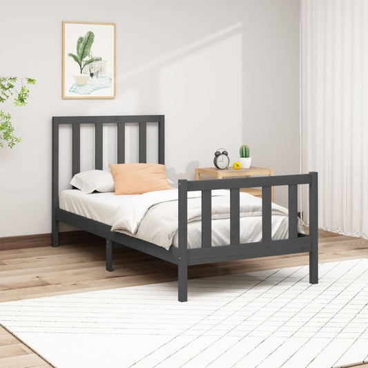 Berkfield Bed Frame Grey Solid Wood Pine 100x200 cm
