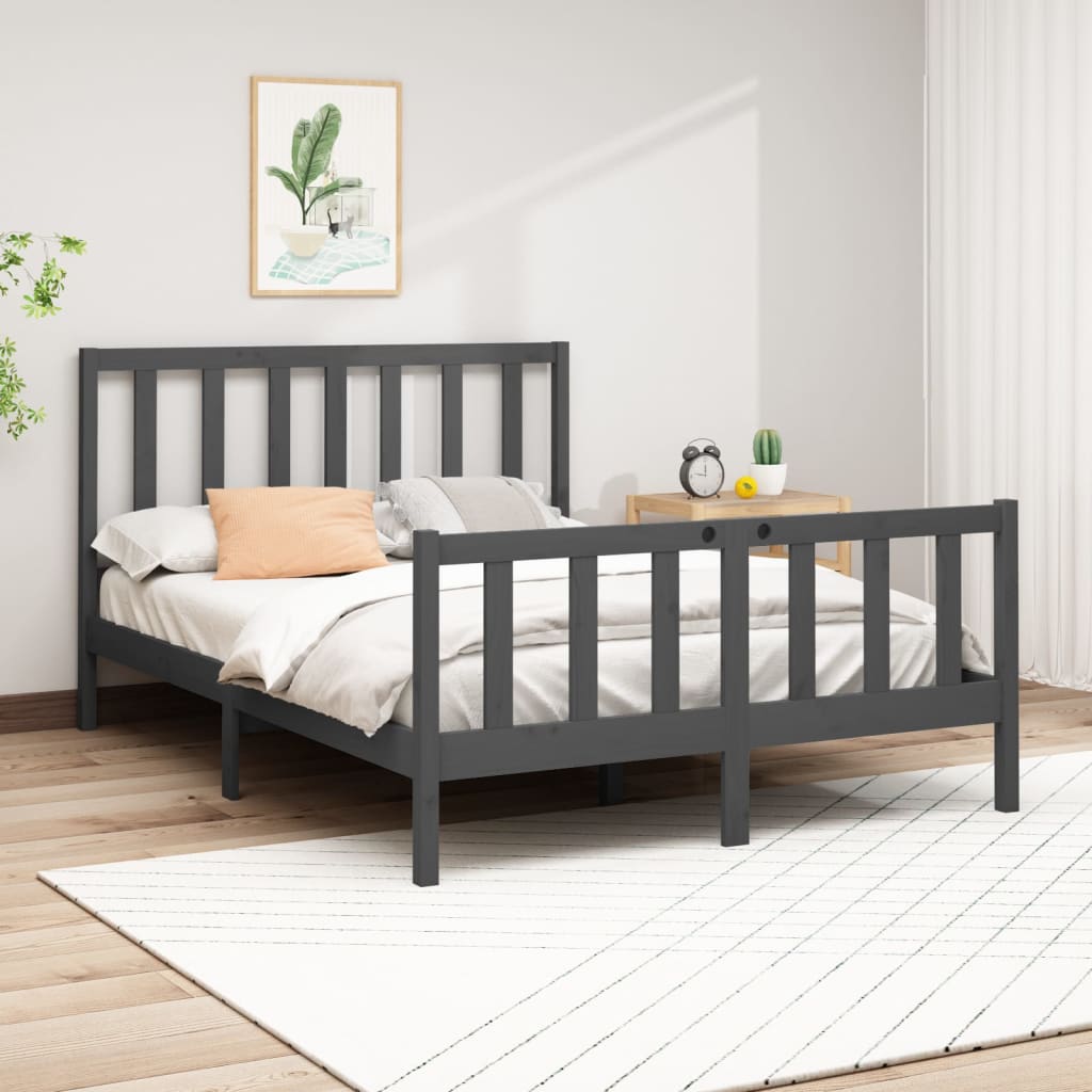 Berkfield Bed Frame Grey Solid Wood Pine 160x200 cm