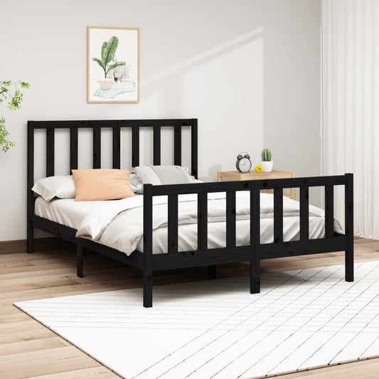 Berkfield Bed Frame Black Solid Wood Pine 160x200 cm